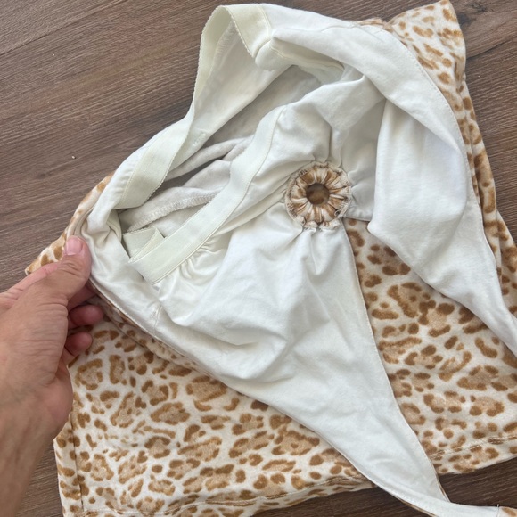 Cheetah print summer halter top in white and scream/yellow/orange. - Picture 3 of 4